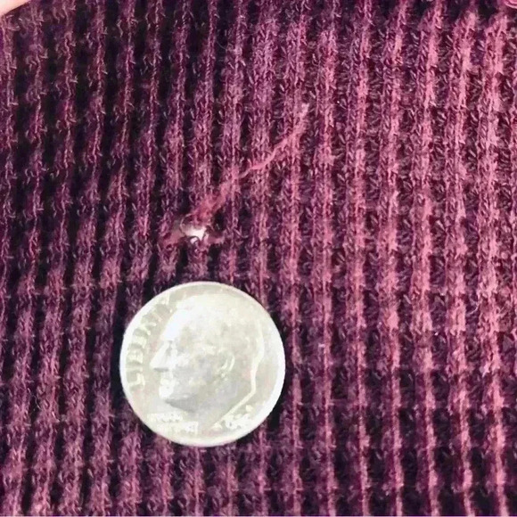 Anthropologie Women Free People Maroon Lace Hi Lo Waffle Thermal Top Medium GUC - Picture 14 of 15